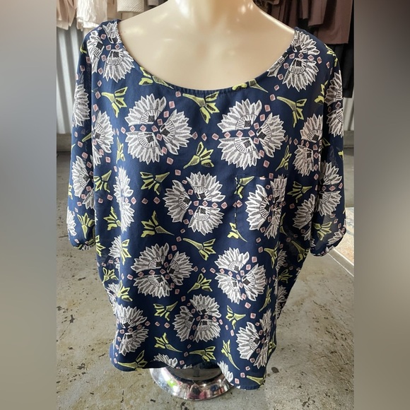 Meadow Rue Tops - Women's Anthropologie Meadow Rue Medium Short Sleeve Blouse Top Blue